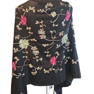 Handmade embriodery Women's Black and Pink Scarf-wraps sequins egyp